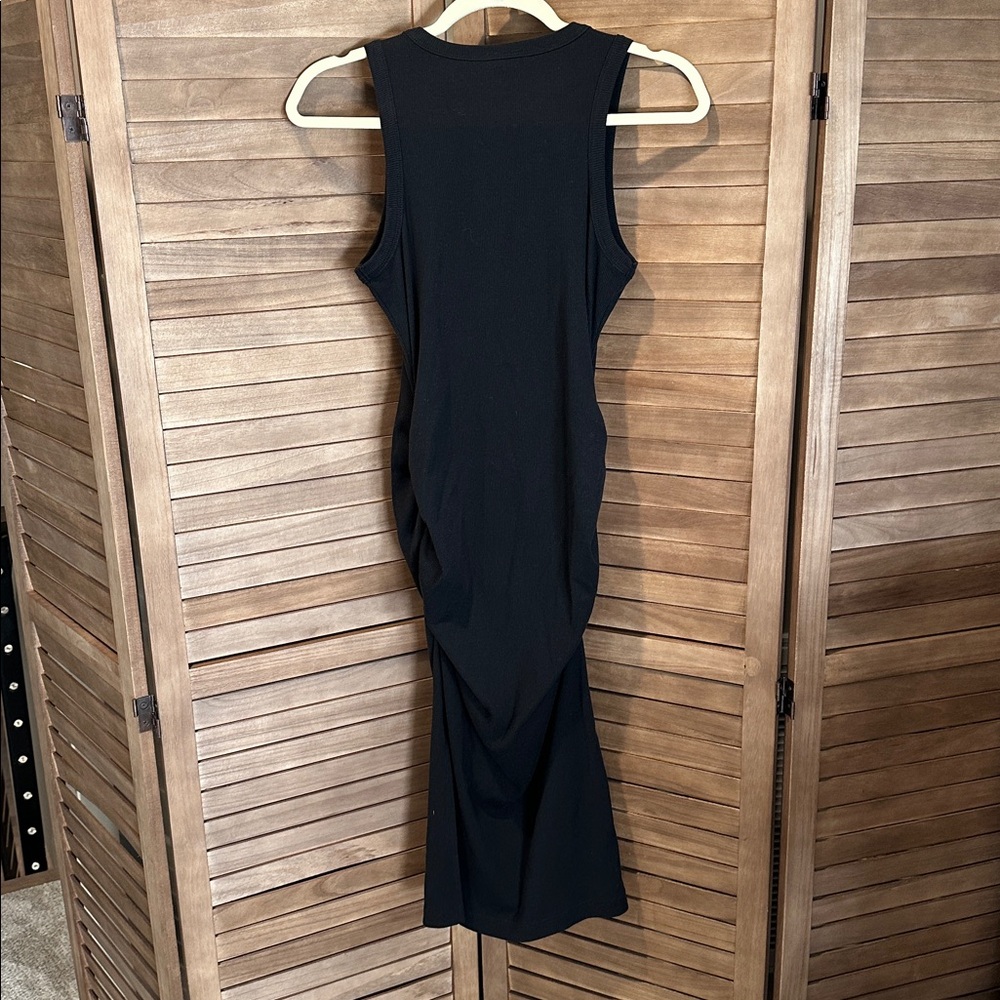 Savvi ~ Ribbed Knit Ruched BodyCon Dress ~ Black~ M - Picture 2 of 2